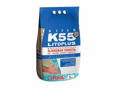 УЦЕНКА Клей для мозаики, керамогранита, камня, наружных работ K55 LitoPlus LITOKOL 5кг , рис. 1