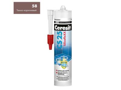 Герметик силиконовый затирка противогрибковый темно-кориченвый CS 25 MicroProtect CERESIT 280мл (12), рис. 1