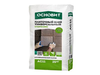 Клей для плитик, керамогранита, наружных работ 2-6мм СТАРПЛИКС AC11 ОСНОВИТ 25кг (60), рис. 1