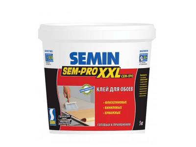 Клей для обоев на бумажной и флизелиновой основе готовый SEM-PRO XXL SEMIN 5кг , рис. 1