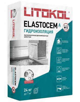 Смесь гидроизоляционн. эластич. ELASTOCEM (A+B) двухкомпон. 32кг LITOKOL, рис. 1