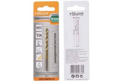 Сверло по металлу 4,2*43*75мм HSS-TIN STURM 1055-042-75, рис. 1