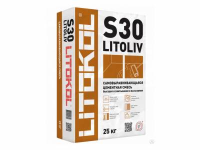 Наливной пол самовыравнивающийся 3-30мм 27-30МПа 12-24ч LITOLIV S30 LITOKOL 25кг, рис. 1