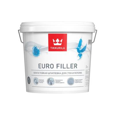 Шпаклевка акриловая влагостойкая финишная до5мм EURO FILLER TIKKURILA 10л, рис. 1