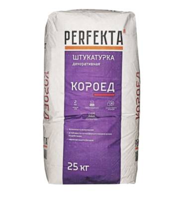 Штукатурка декоративная цементная короед зерно 2мм КОРОЕД PERFEKTA белый 25кг (48), рис. 1