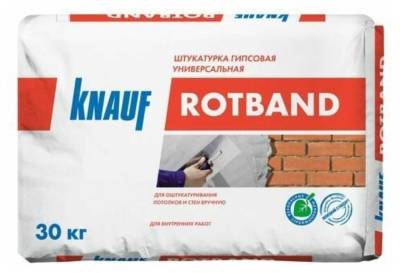 УЦЕНКА Штукатурка гипсовая 5-50мм фракция до 1,2мм РОТБАНД KNAUF белый 30кг (40/45), , рис. 1