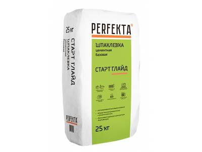 УЦЕНКА Шпаклевка цементная фасадная базовая до 15мм СТАРТ ГЛАЙД PERFEKTA белая 25кг (48), рис. 1