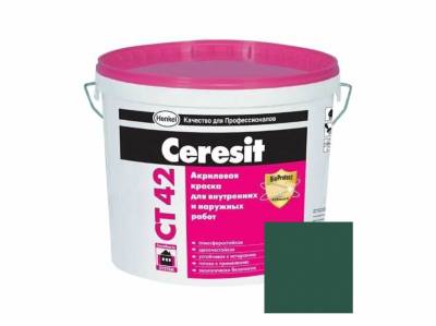 Краска акрил. д/внут./нар. работ д/стен/потолка транспар. CT42 CERESIT RAL 6018 15л (24), рис. 1