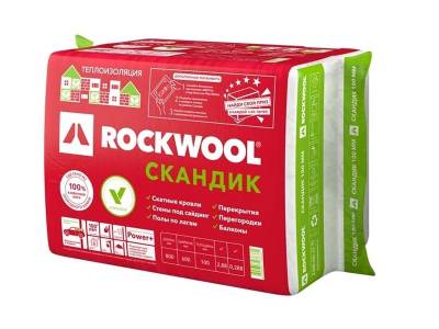 Утеплитель базальтовый 800*600*100мм ЛАЙТ БАТТС СКАНДИК 37 ROCKWOOL 2,88кв.м., рис. 1