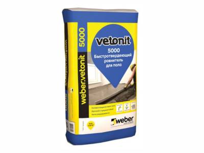 Стяжка пола (ровнитель) 5-50мм 20МПа 3-4ч VETONIT 5000 WEBER 25кг (48), рис. 1