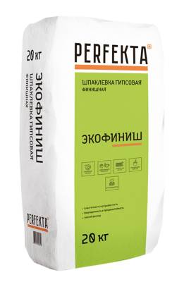 УЦЕНКА Шпаклевка гипсовая финишная до 3мм ЭКОФИНИШ PERFEKTA белая 20кг (70), рис. 1